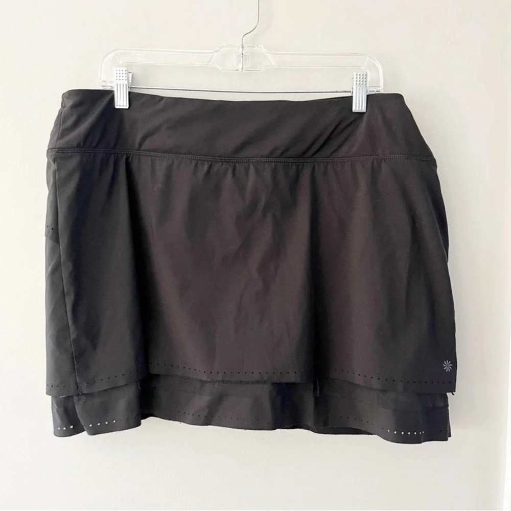 Athleta Black Laser Cut Run Skort Tennis Golf Pickleball Athletic XL - Picture 7 of 7